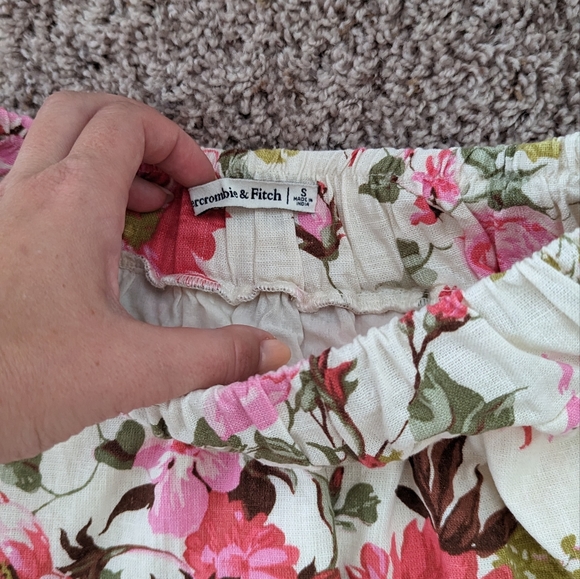 Abercrombie Skirt Linen Hight Waist Elastic At Waist Slit Floral Size S Midi - Picture 4 of 9